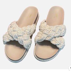 ASOS Design jasmine braided espadrille footbed sandals in off white